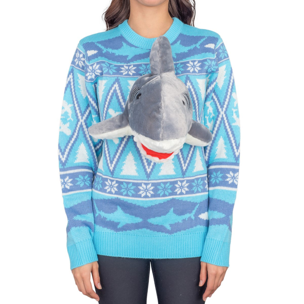 Women's 3D Shark Plushie Ugly Christmas Sweater 4