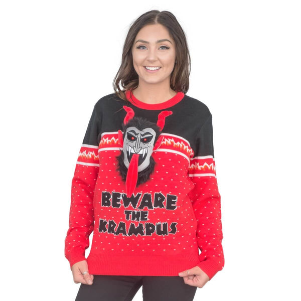 Women's Beware the Krampus 3D Ugly Christmas Sweater-5