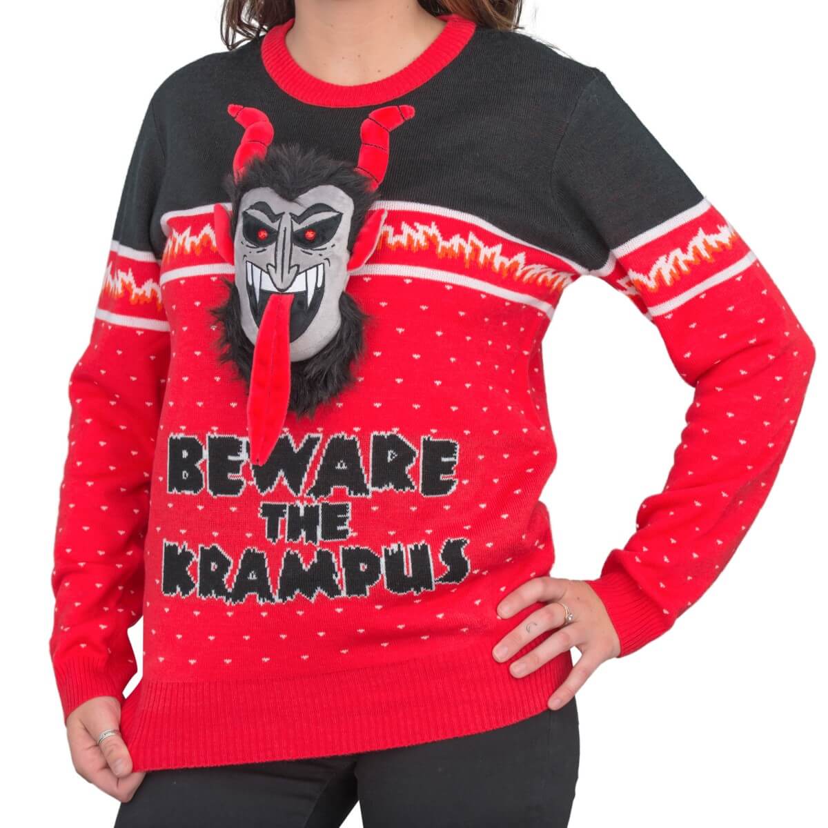 Women's Beware the Krampus 3D Ugly Christmas Sweater-6