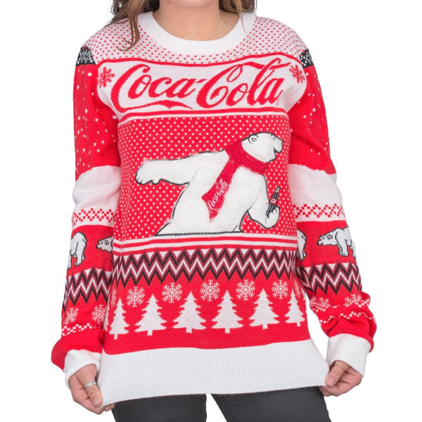 Women's Coca-Cola Polar Bear Coke and Trees Ugly Christmas Sweater-3