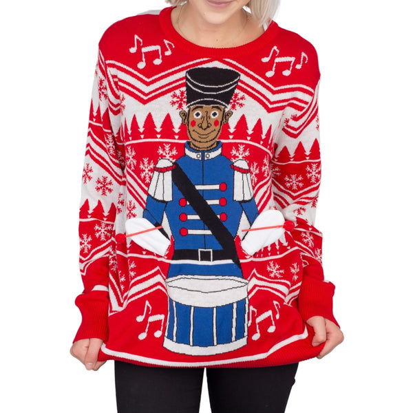 Women's Flappy Drummer Boy Animated Ugly Christmas Sweater 4