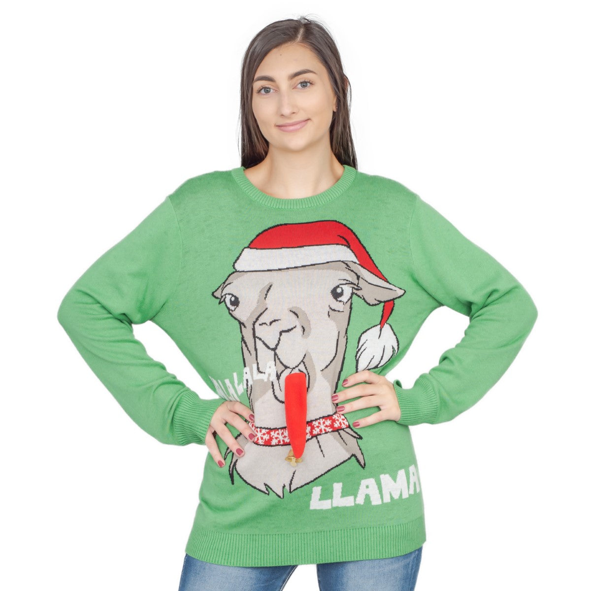 Women's Flappy Llama Animated Ugly Christmas Sweatshirt 2