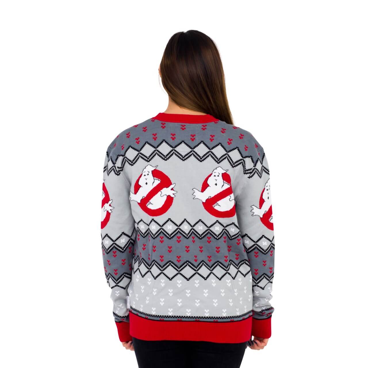 Women's Ghostbusters Logo Ugly Christmas Cardigan Sweater Back