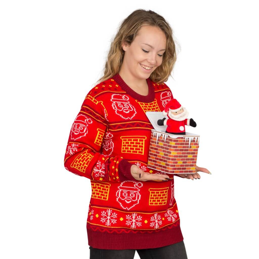 Women's Jack in the Box Santa Claus 3D Ugly Christmas Sweater 3