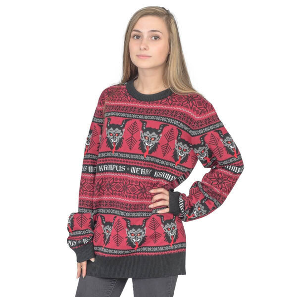 Womens Merry Krampus Adult Ugly Christmas Sweater-5