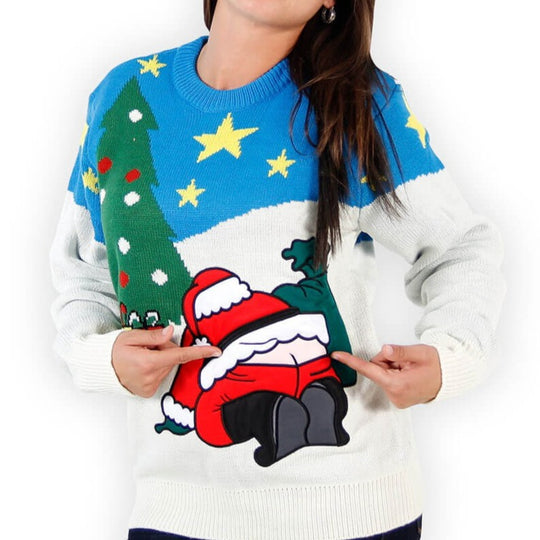 Women's Santa's Butt Crack Sweater - Front