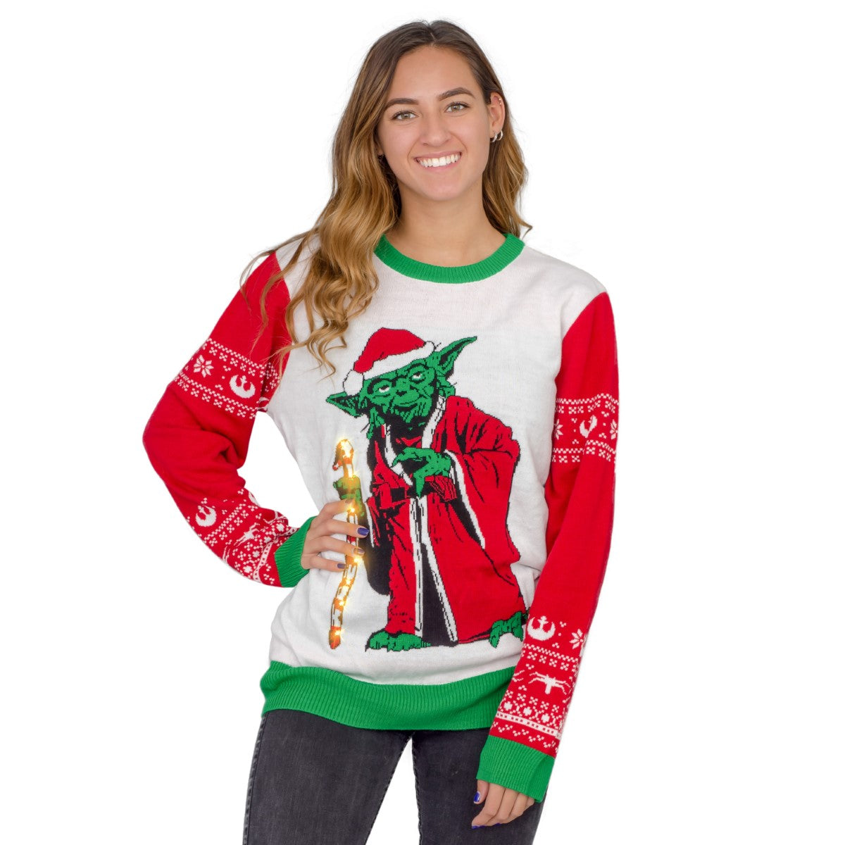 Women's Star Wars Jedi Yoda Light Up LED Ugly Christmas Sweater 2