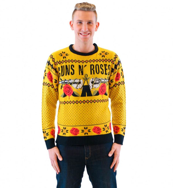 Women's Guns N' Roses Mustard Ugly Christmas Sweater 2