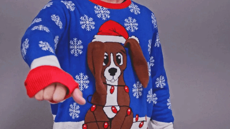 Flappy Dog Animated Puppy Ears Ugly Christmas Sweater