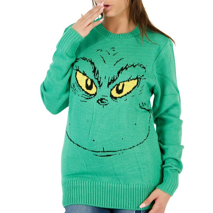 Women's Grinch Face Dr. Seuss Christmas Sweater