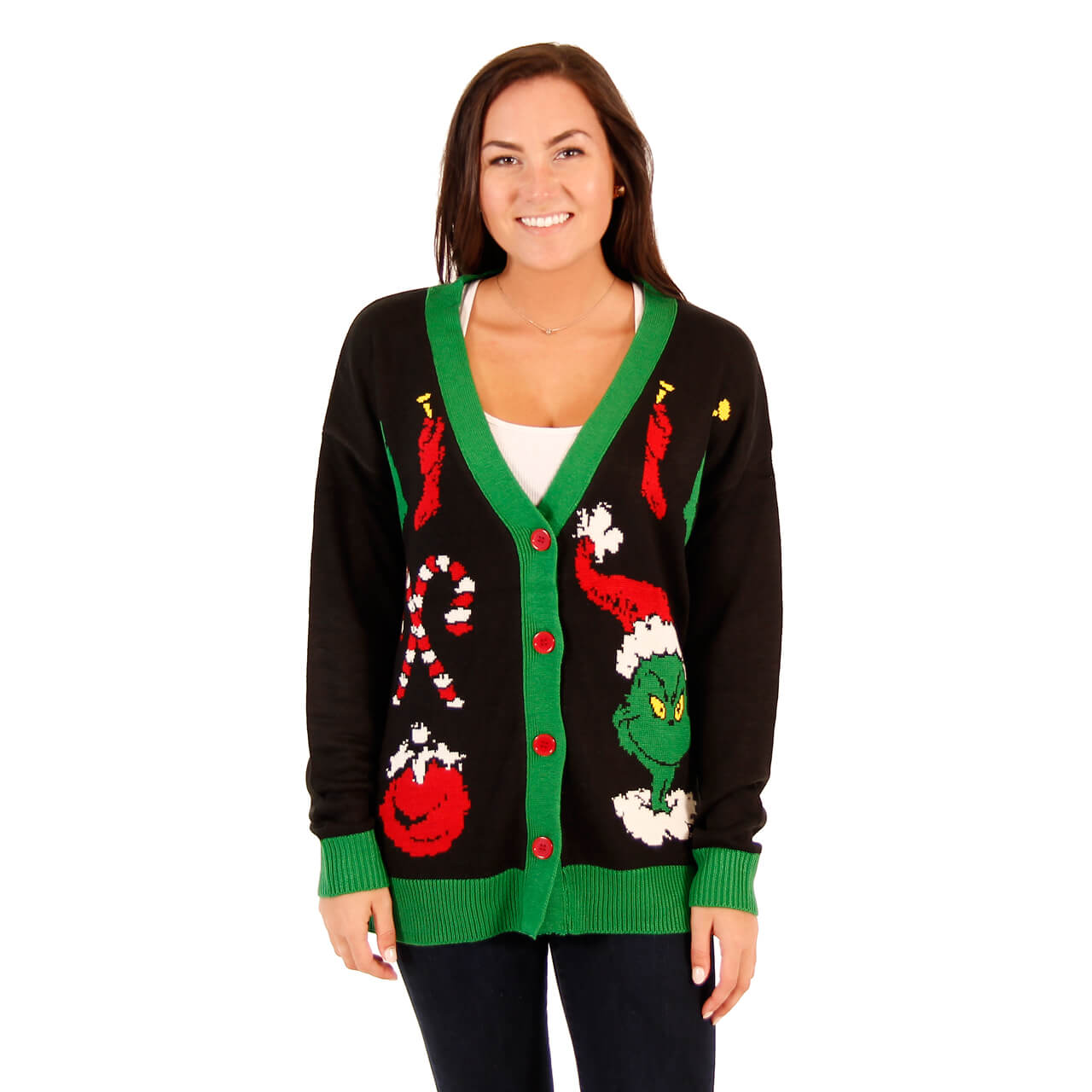 Women's The Grinch Ugly Christmas Cardigan Sweater