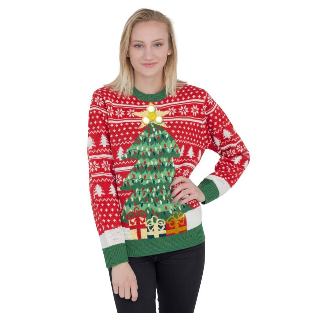 Women's Fidget Spinner Star Christmas Tree Ugly Sweater