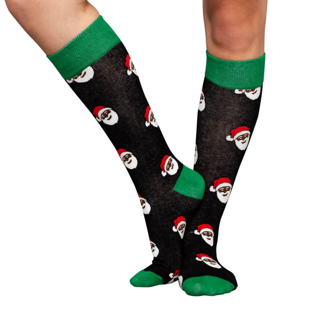 Black Santa Ugly Christmas Socks | UglyChristmasSweater.com