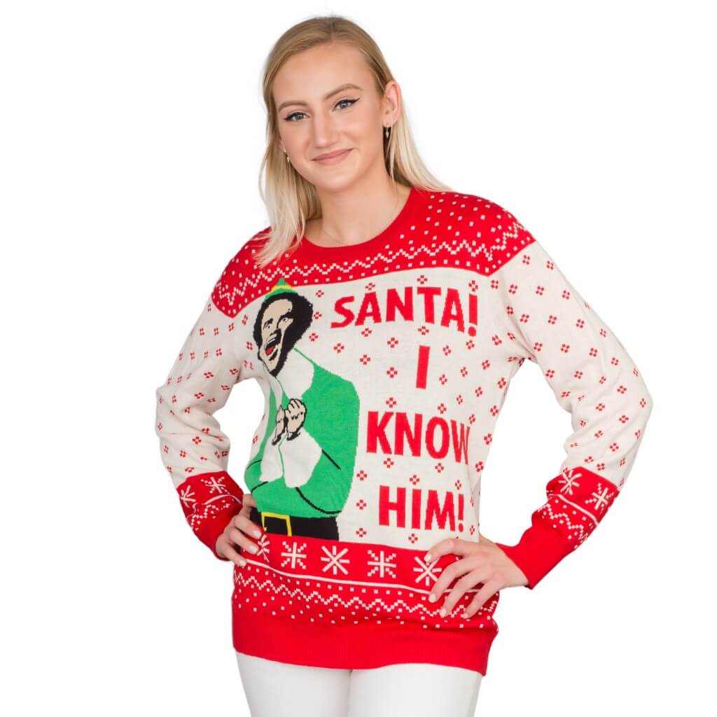 Women S Elf Buddy Santa I Know Him Ugly Christmas Sweater